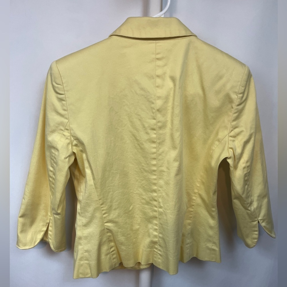 Yellow Blazer Top with 3/4 Sleeve and Lining Size 6P - Picture 5 of 8